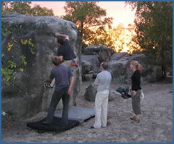 Bouldering in the late evening at Cul de Chien